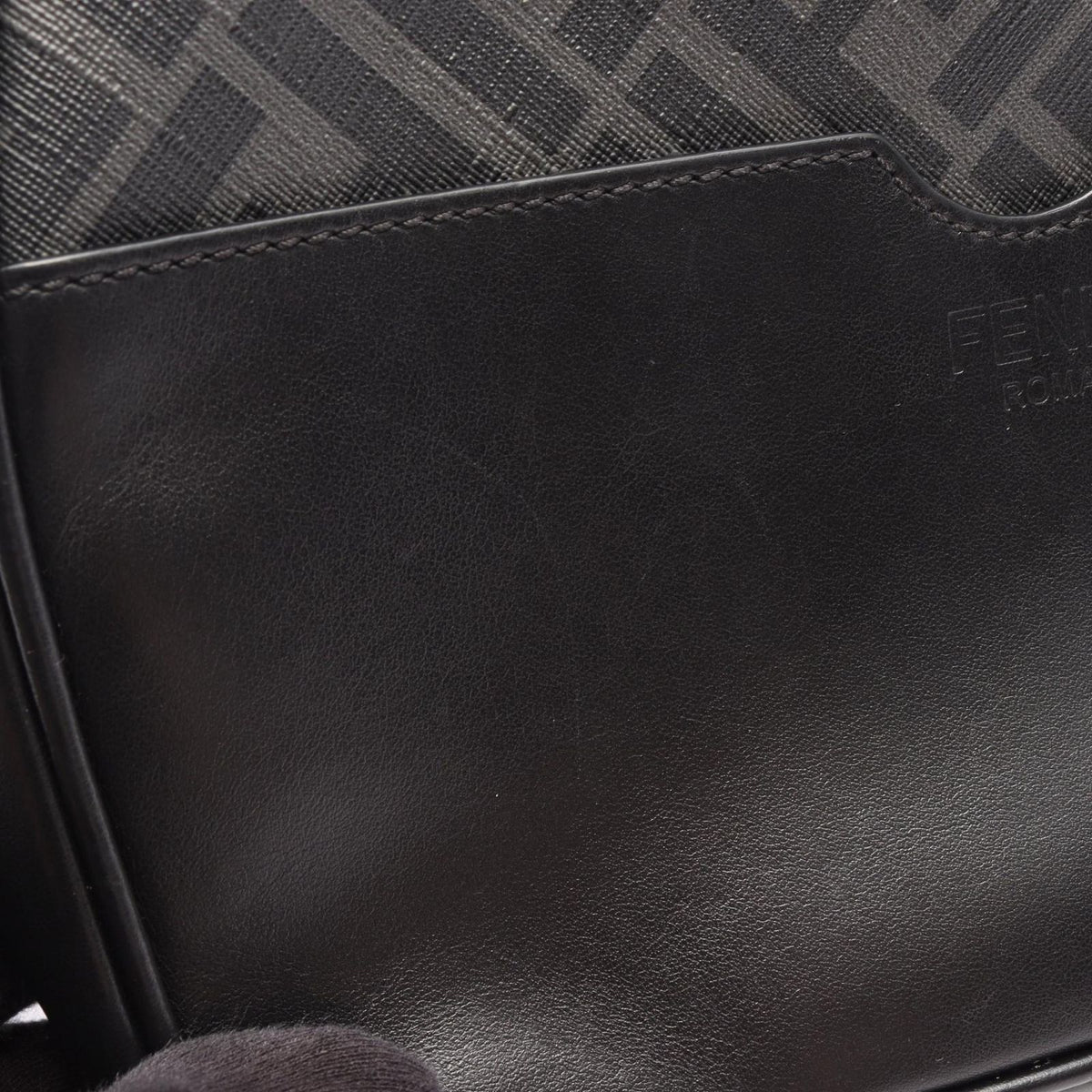Fendi Shoulder Bag Black Gray Leather Square — view 7