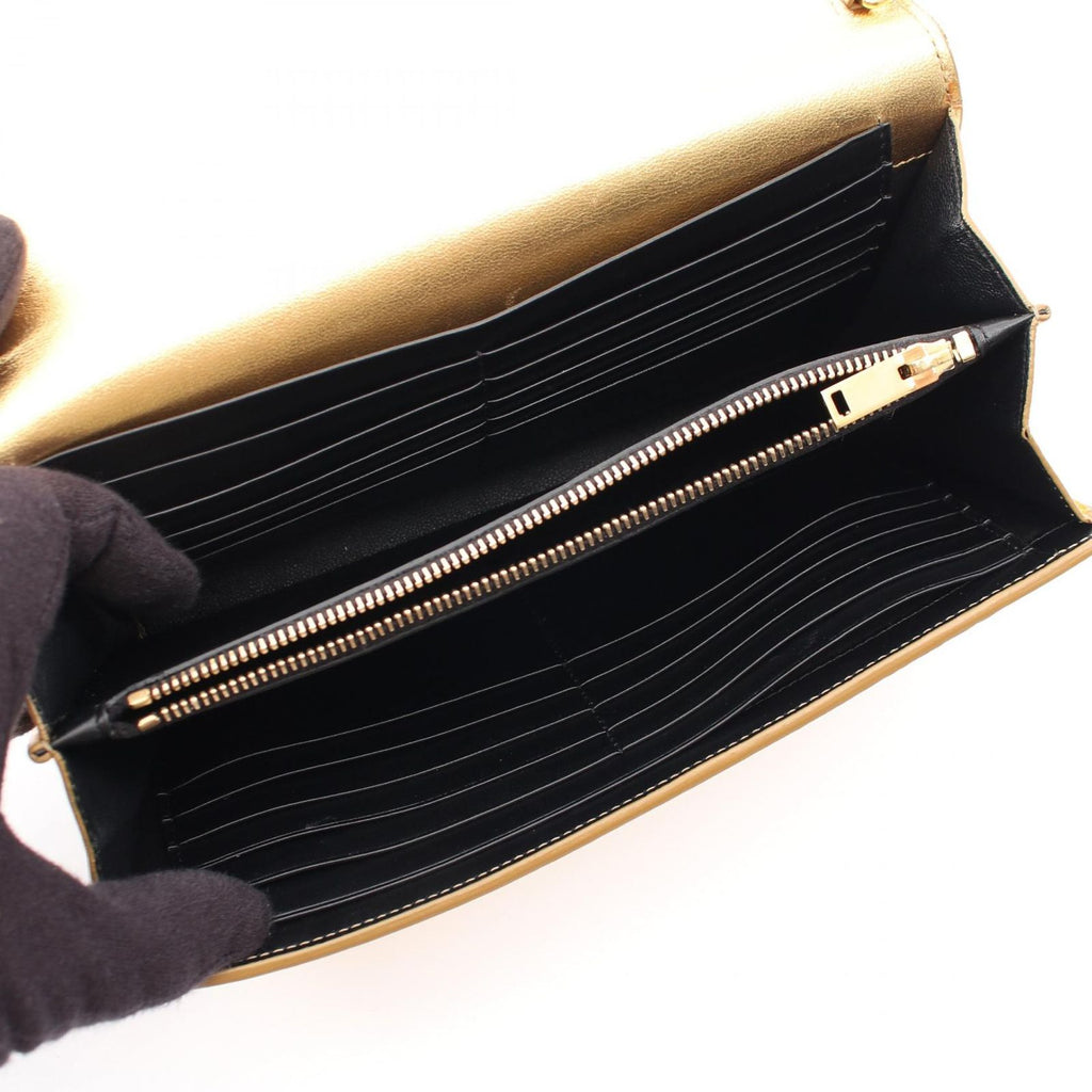Saint Laurent Paris Shoulder Bag Metallic Gold Leather Chain Wallet — view 3