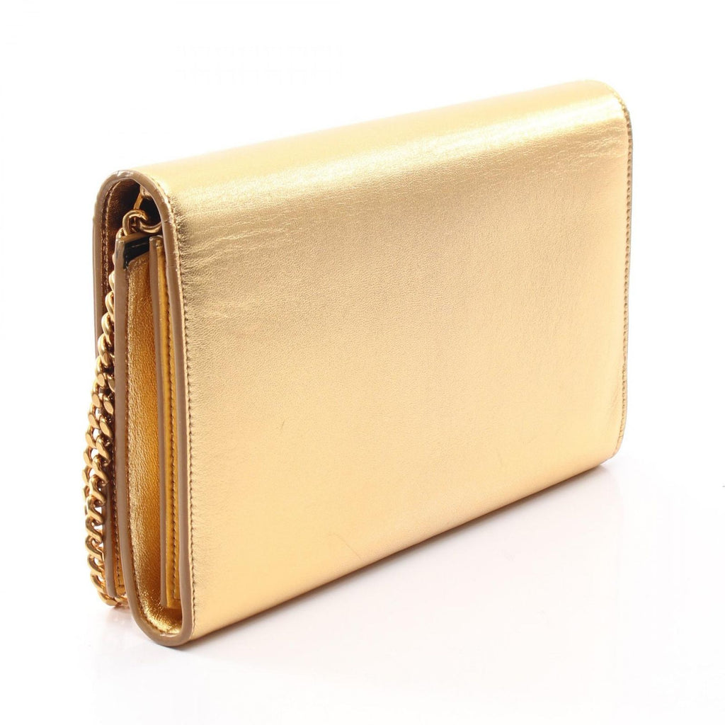 Saint Laurent Paris Shoulder Bag Metallic Gold Leather Chain Wallet — view 2