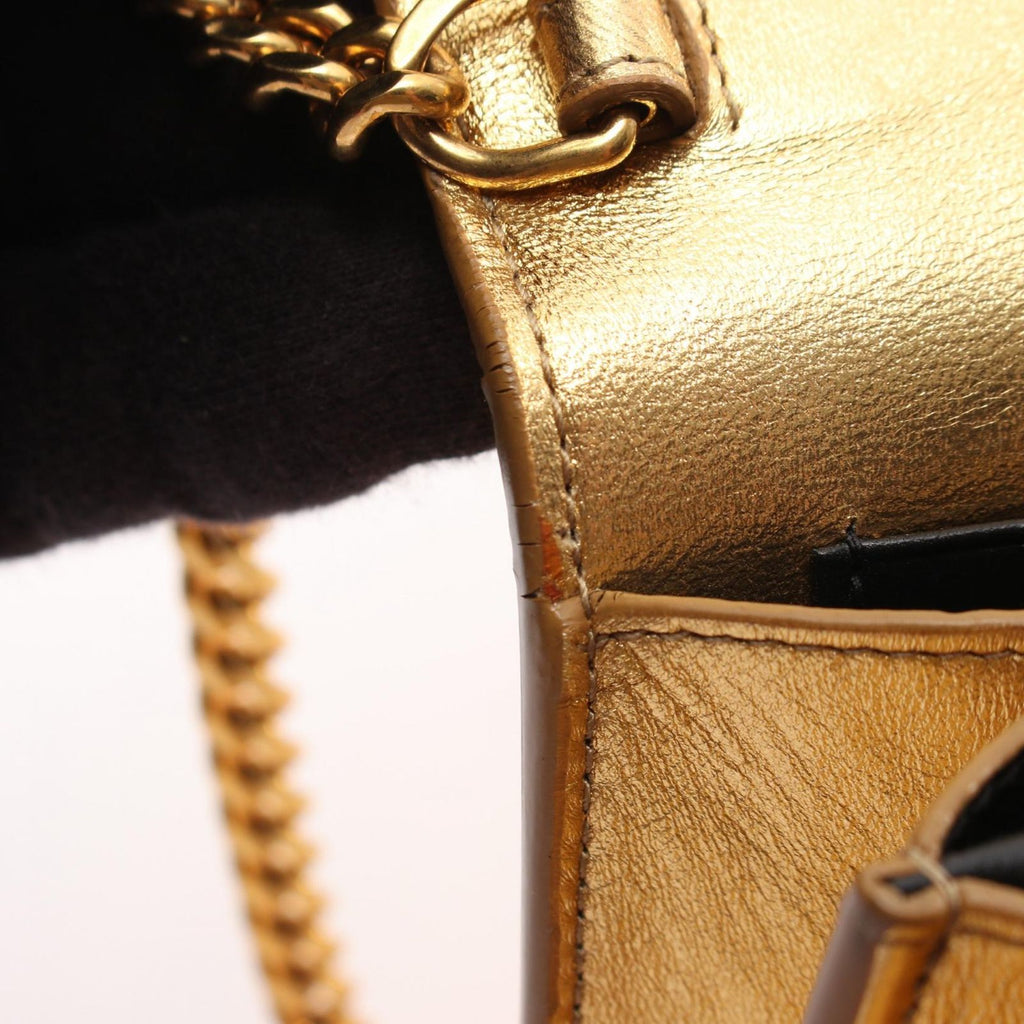 Saint Laurent Paris Shoulder Bag Metallic Gold Leather Chain Wallet — view 7