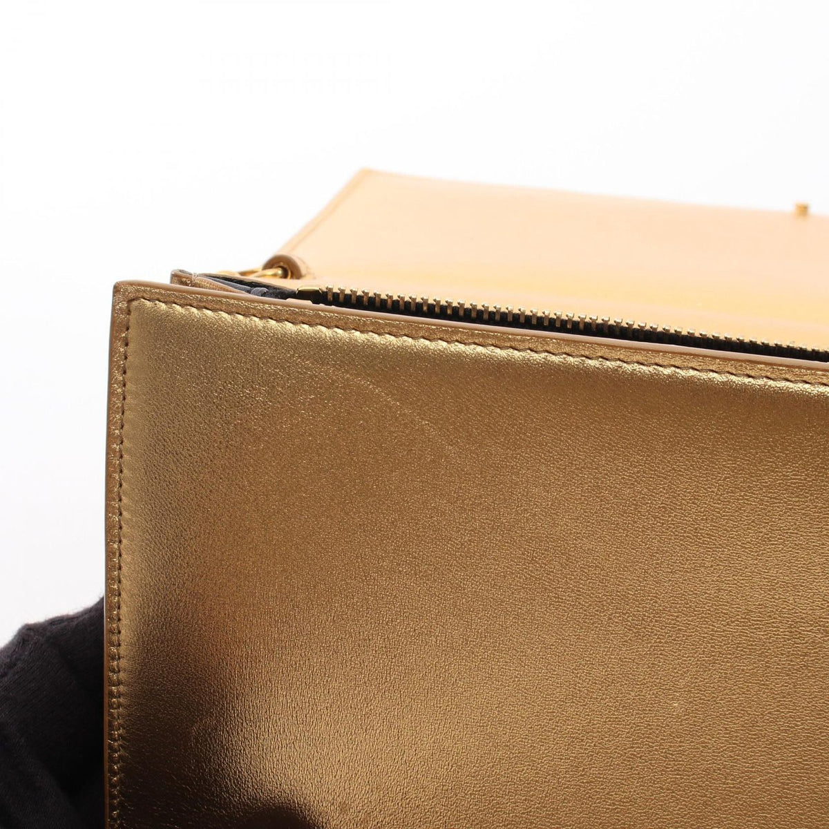Saint Laurent Paris Shoulder Bag Metallic Gold Leather Chain Wallet — view 8