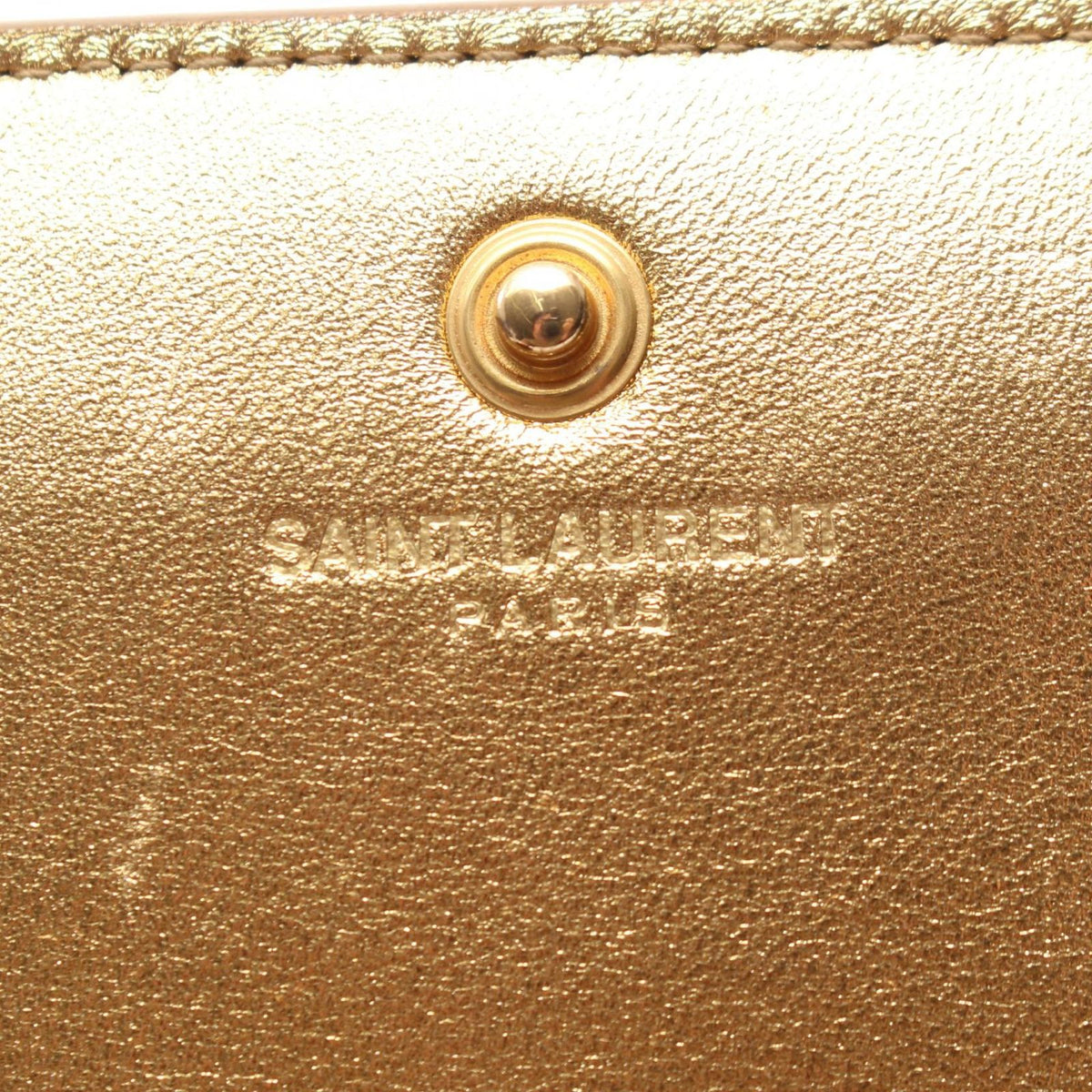 Saint Laurent Paris Shoulder Bag Metallic Gold Leather Chain Wallet — view 5