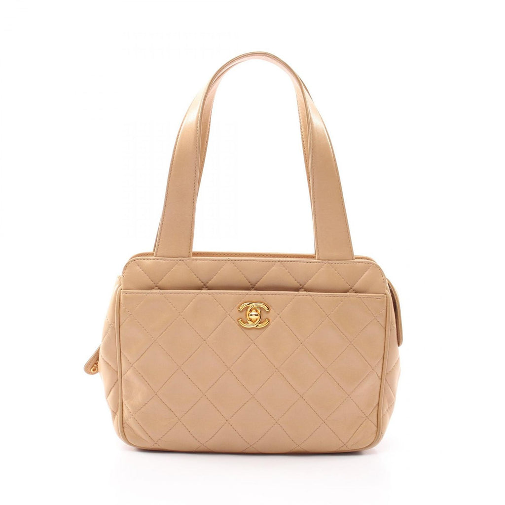 Chanel Handbag Quilted Beige Lambskin
