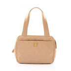 Chanel Handbag Quilted Beige Lambskin