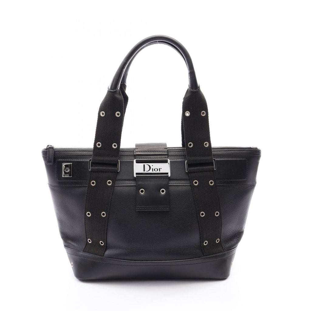 Dior Tote Street Chic Black Leather Canvas