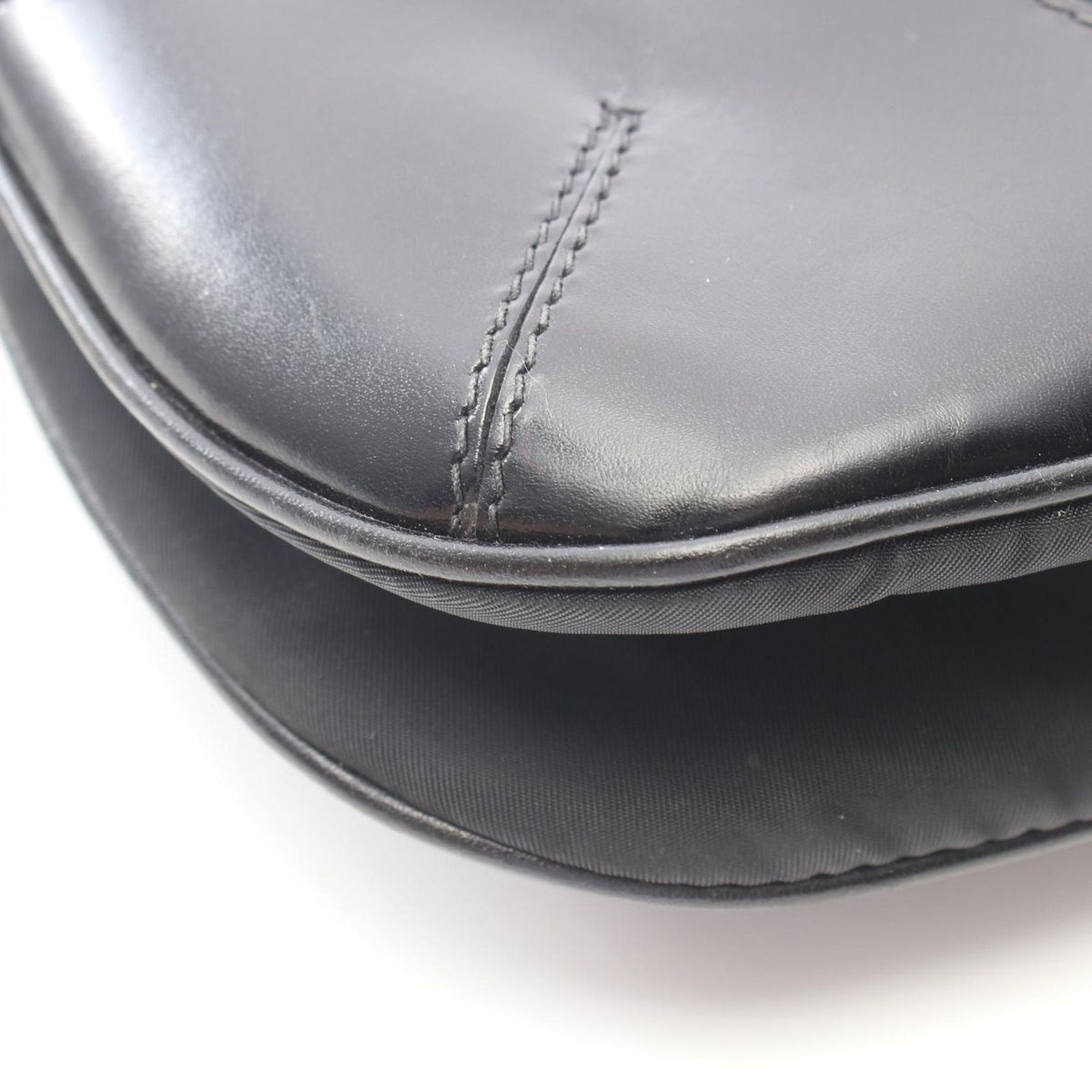 Prada Shoulder Bag Triangle Logo Nero Nylon Leather — view 5