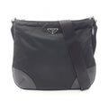 Prada Shoulder Bag Triangle Logo Nero Nylon Leather