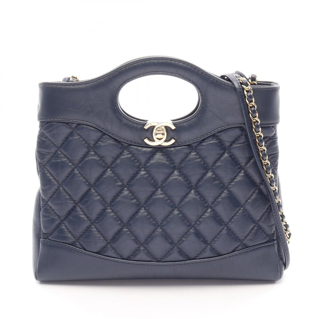 Chanel Shoulder Bag 31 2-Way Navy Leather 31 Mini Shopping