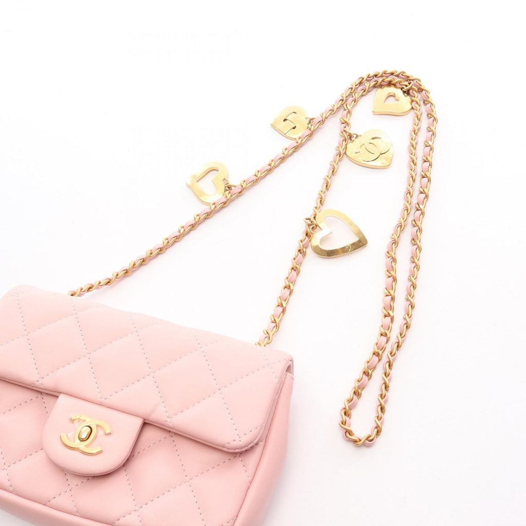 Chanel Shoulder Bag Mini Quilted Light Pink Lambskin Small Flap Chain — view 7