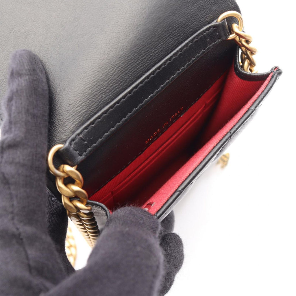 Chanel Shoulder Bag Quilted Phone Case Black Lambskin Chain — view 3