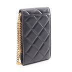 Chanel Shoulder Bag Quilted Phone Case Black Lambskin Chain — view 2