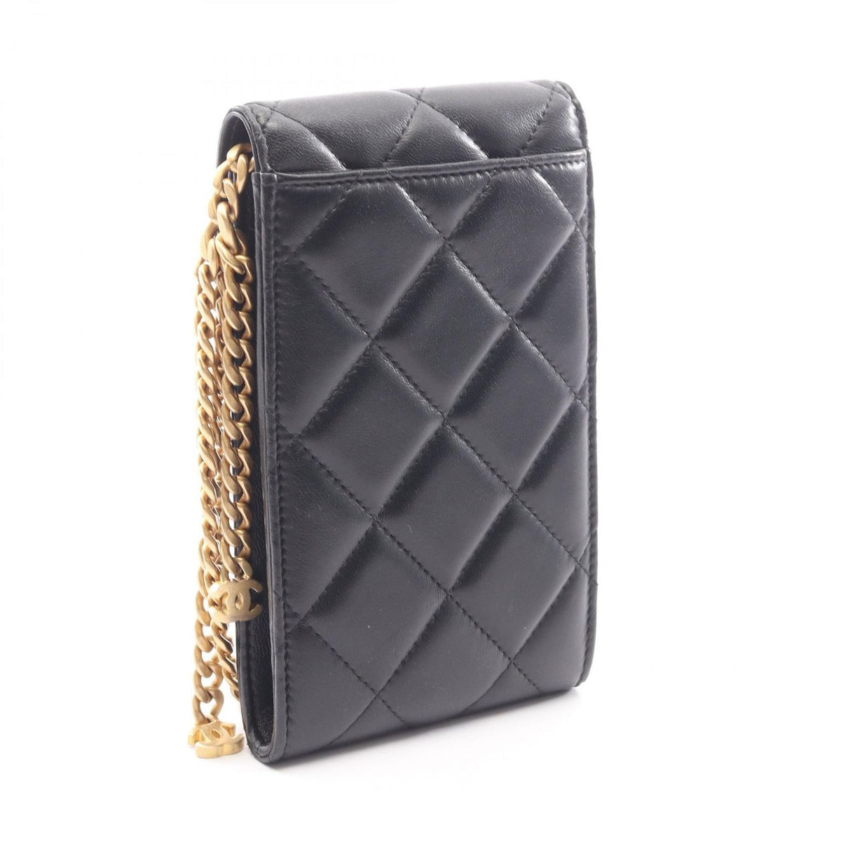Chanel Shoulder Bag Quilted Phone Case Black Lambskin Chain — view 2