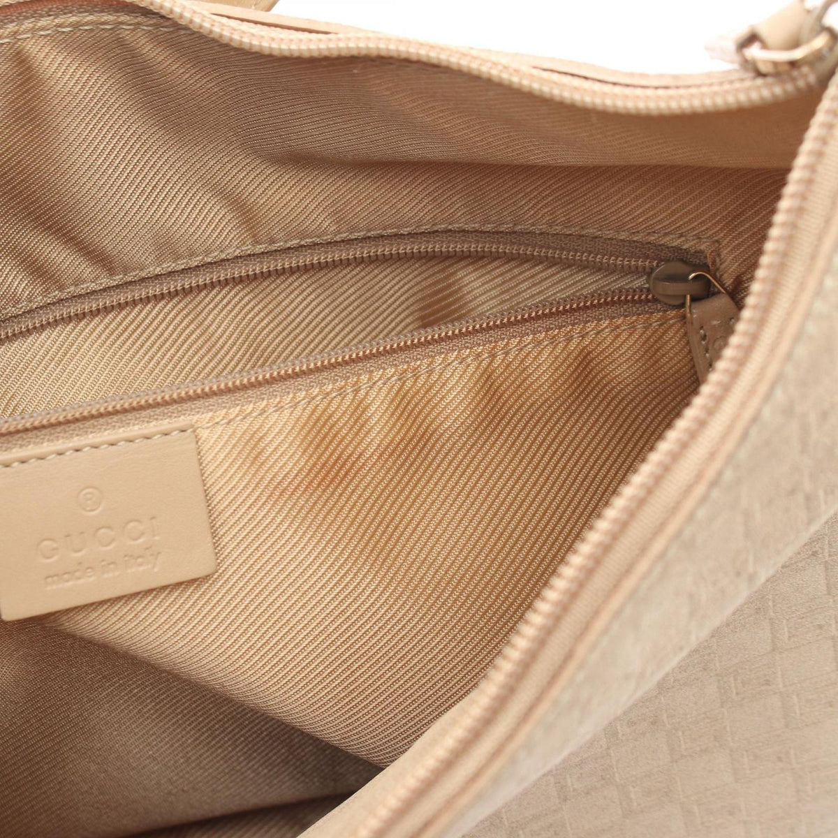 Gucci Shoulder Bag G Pattern Beige Suede Leather — view 5