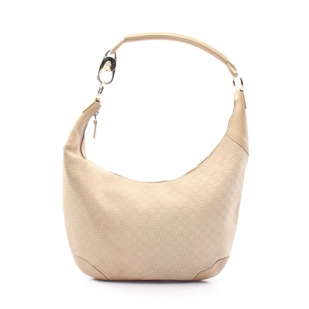 Gucci Shoulder Bag G Pattern Beige Suede Leather