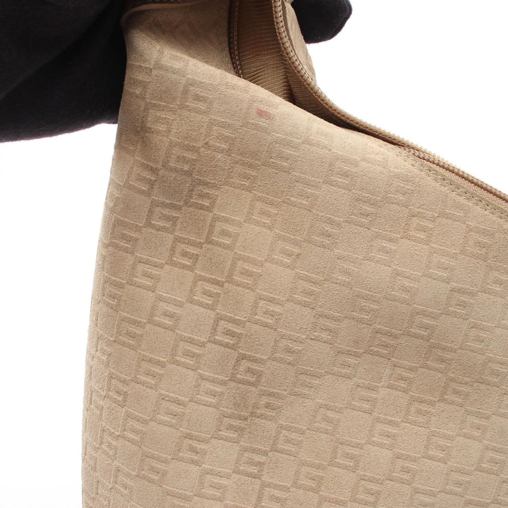 Gucci Shoulder Bag G Pattern Beige Suede Leather — view 8