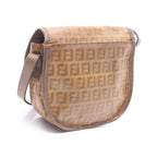 Fendi Shoulder Bag Zucca Brown Leather Pouch — view 2