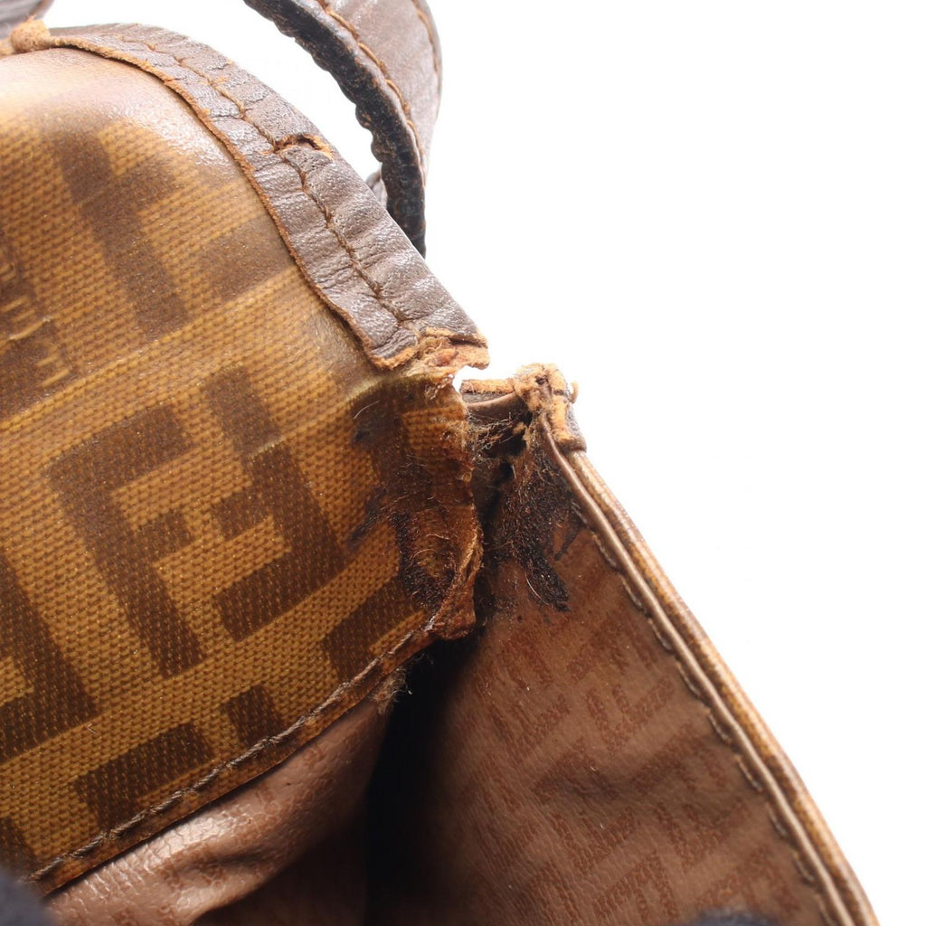Fendi Shoulder Bag Zucca Brown Leather Pouch — view 8