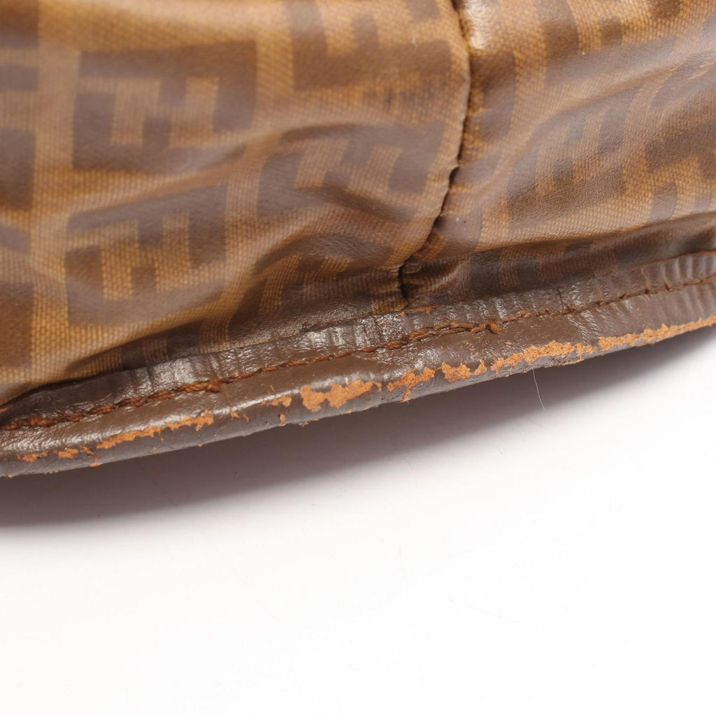 Fendi Shoulder Bag Zucca Brown Leather Pouch — view 5