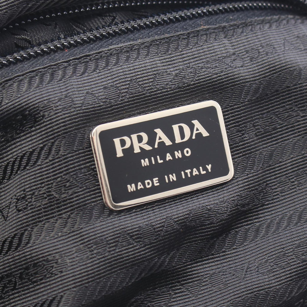 Prada Shoulder Bag Triangle Logo Black Nylon Leather — view 4