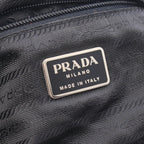 Prada Shoulder Bag Triangle Logo Black Nylon Leather — view 4
