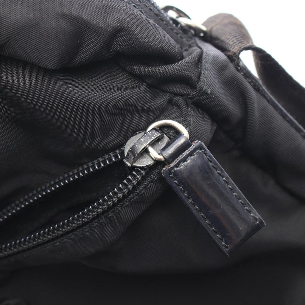Prada Shoulder Bag Triangle Logo Black Nylon Leather — view 8