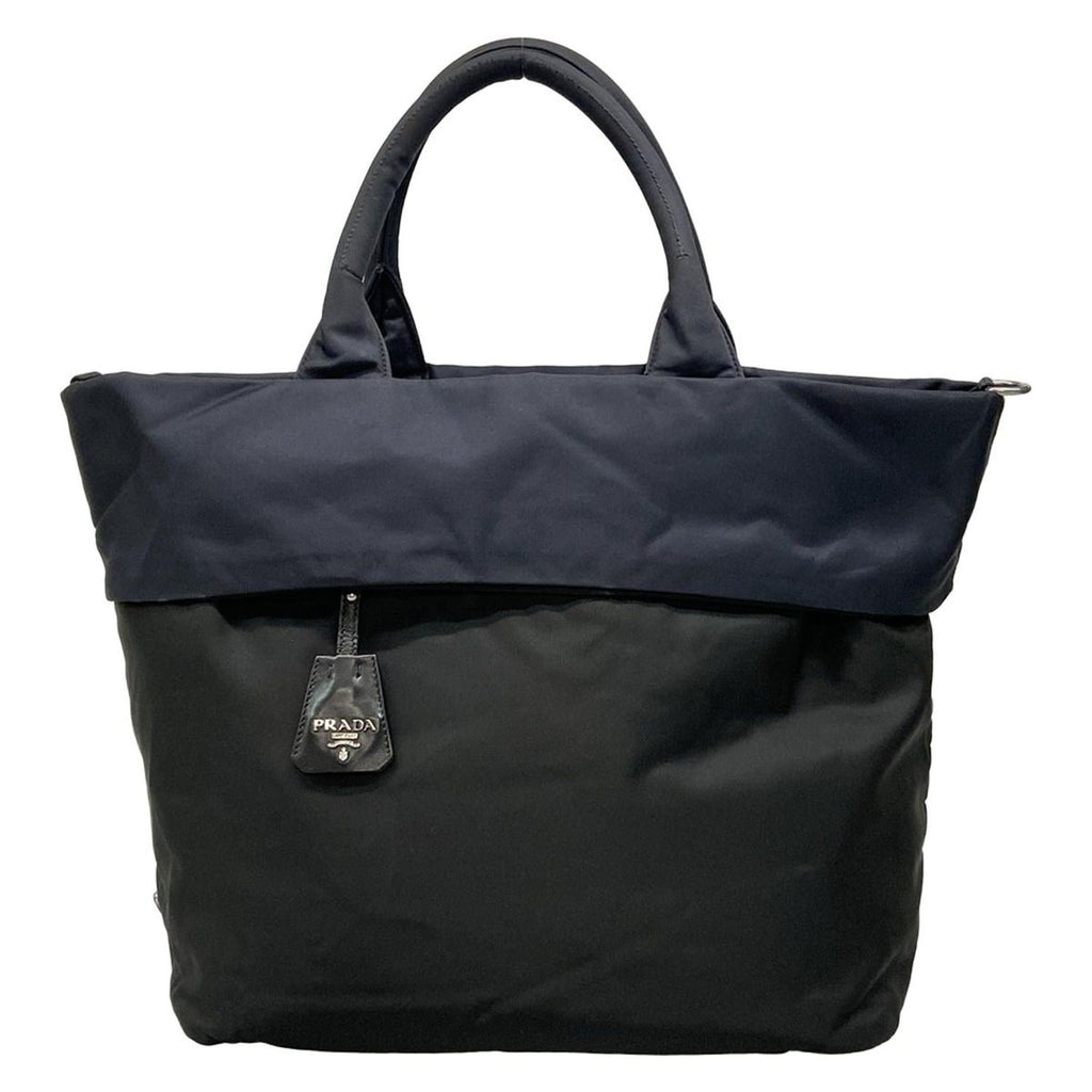 Prada Tote Tessuto Double Black Navy Reversible