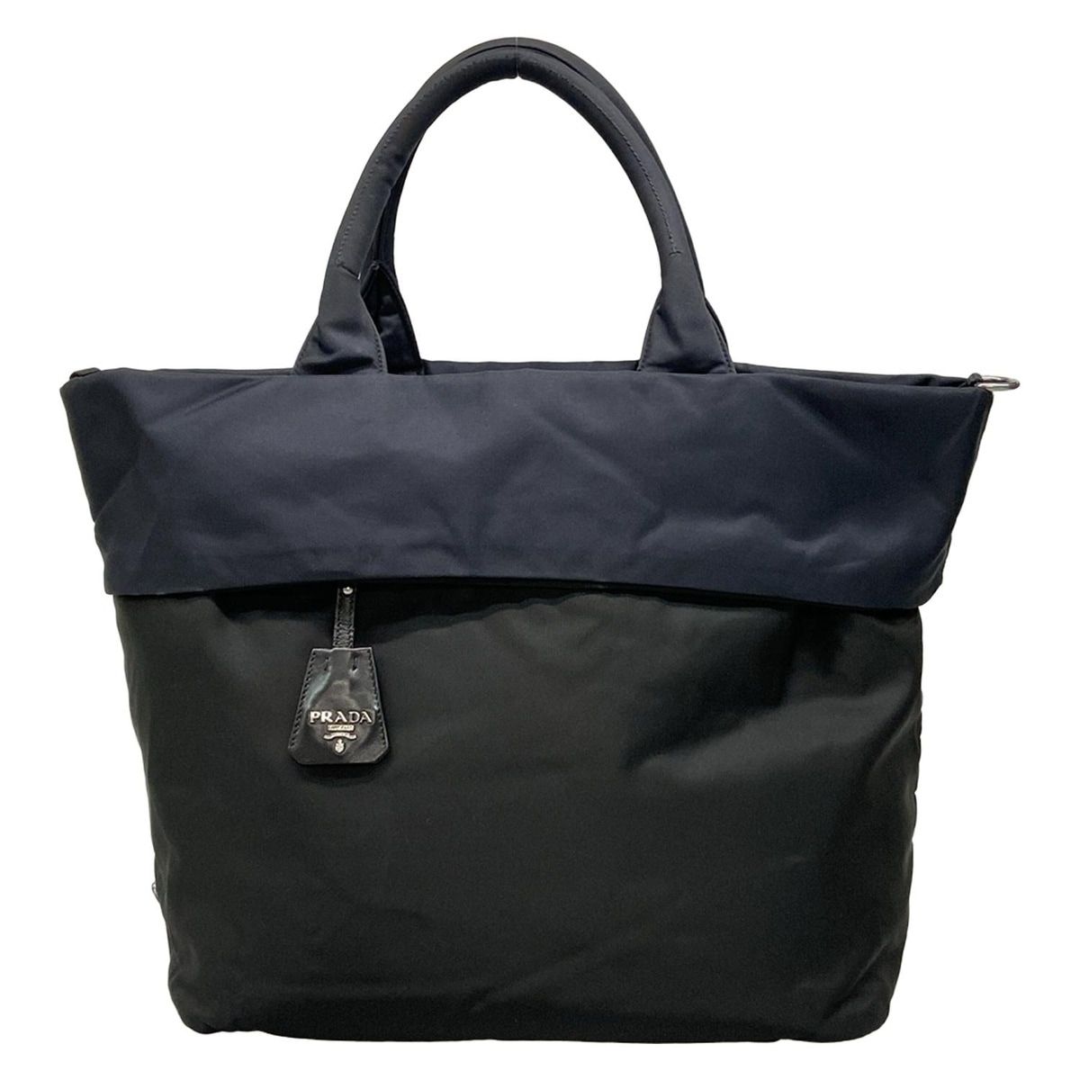 Prada Tote Tessuto Double Black Navy Reversible