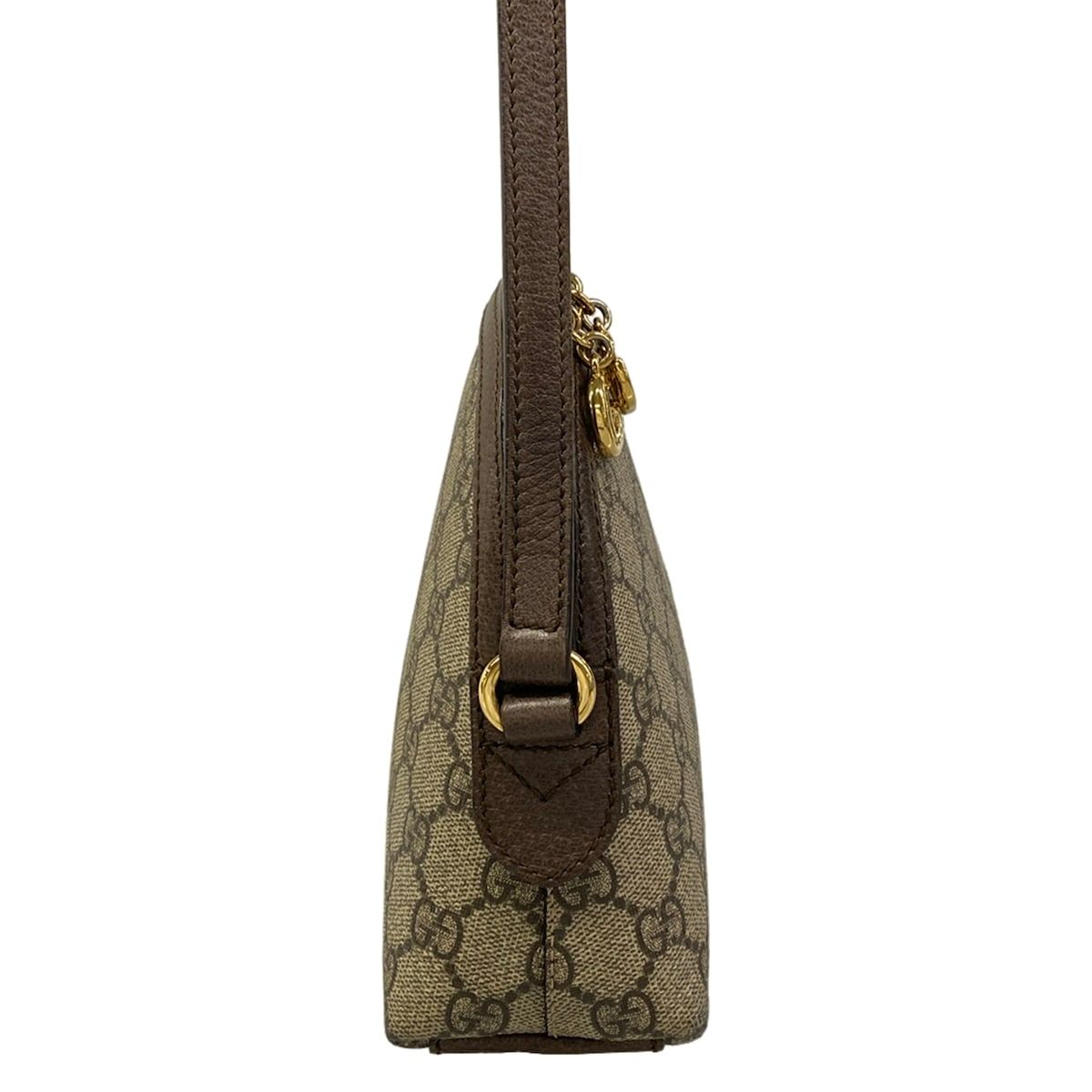 Gucci Shoulder Bag Ophidia Beige Dark Brown Leather — view 2