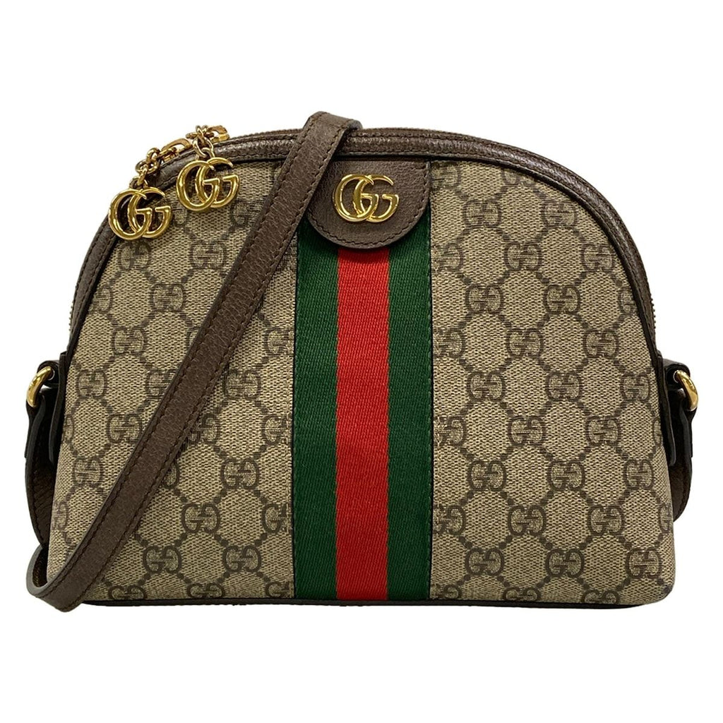 Gucci Shoulder Bag Ophidia Beige Dark Brown Leather