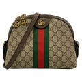 Gucci Shoulder Bag Ophidia Beige Dark Brown Leather