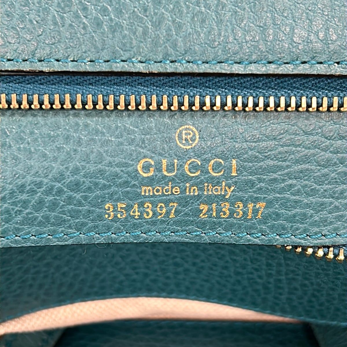 Gucci Tote Swing Blue Green Leather — view 8