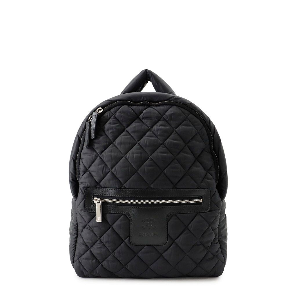 Chanel Backpack Quilted CC Logo Coco Cocoon Nylon Black