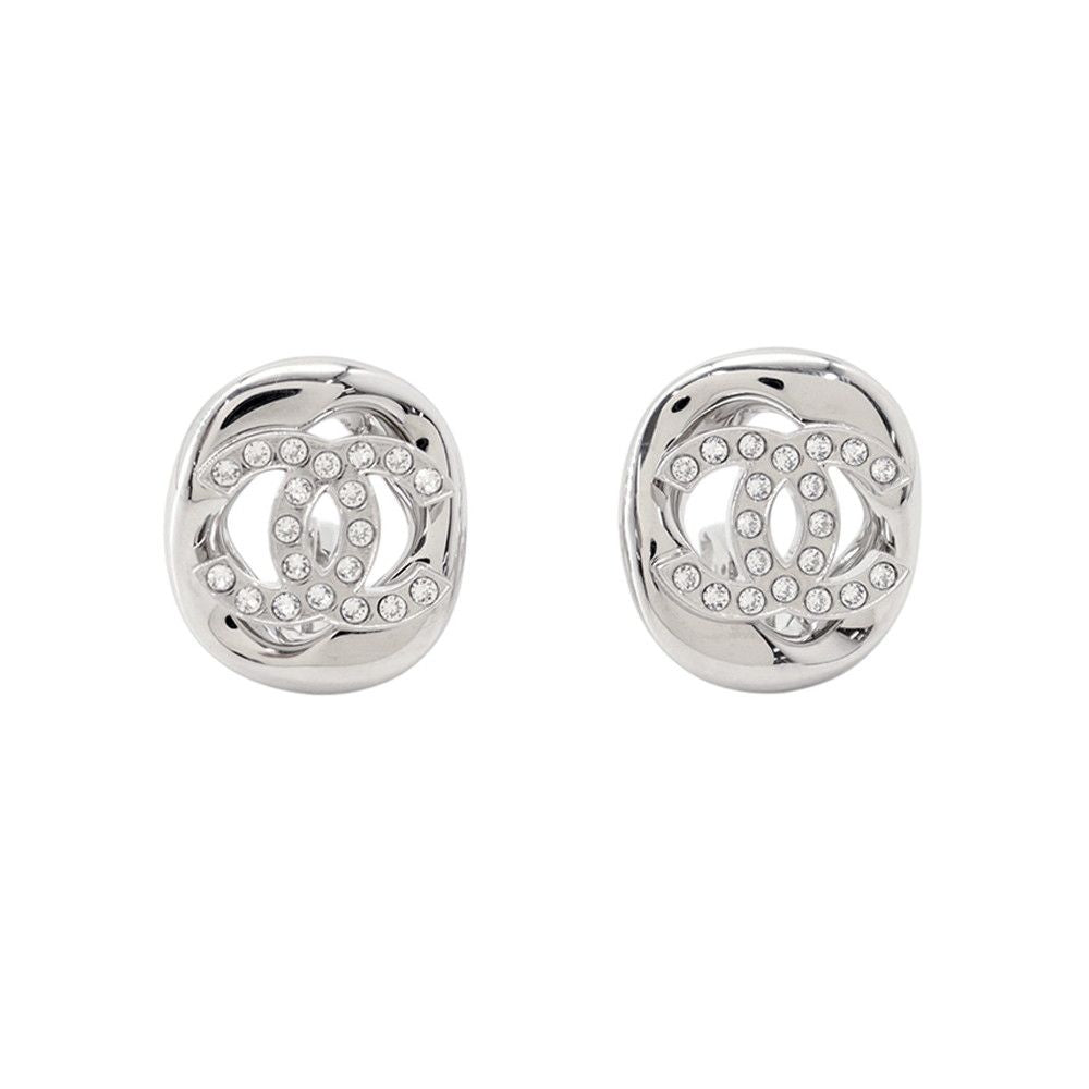 Chanel Earrings Rhinestone CC Logo