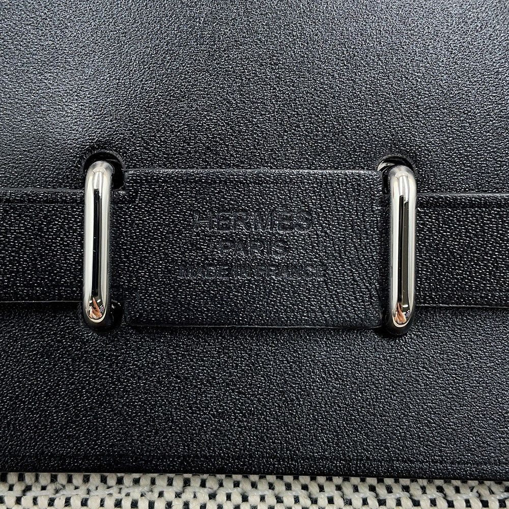 Hermes Shoulder Bag Herbag Zip Mini Ecru Black Silver Toile H Vache Hunter — view 6