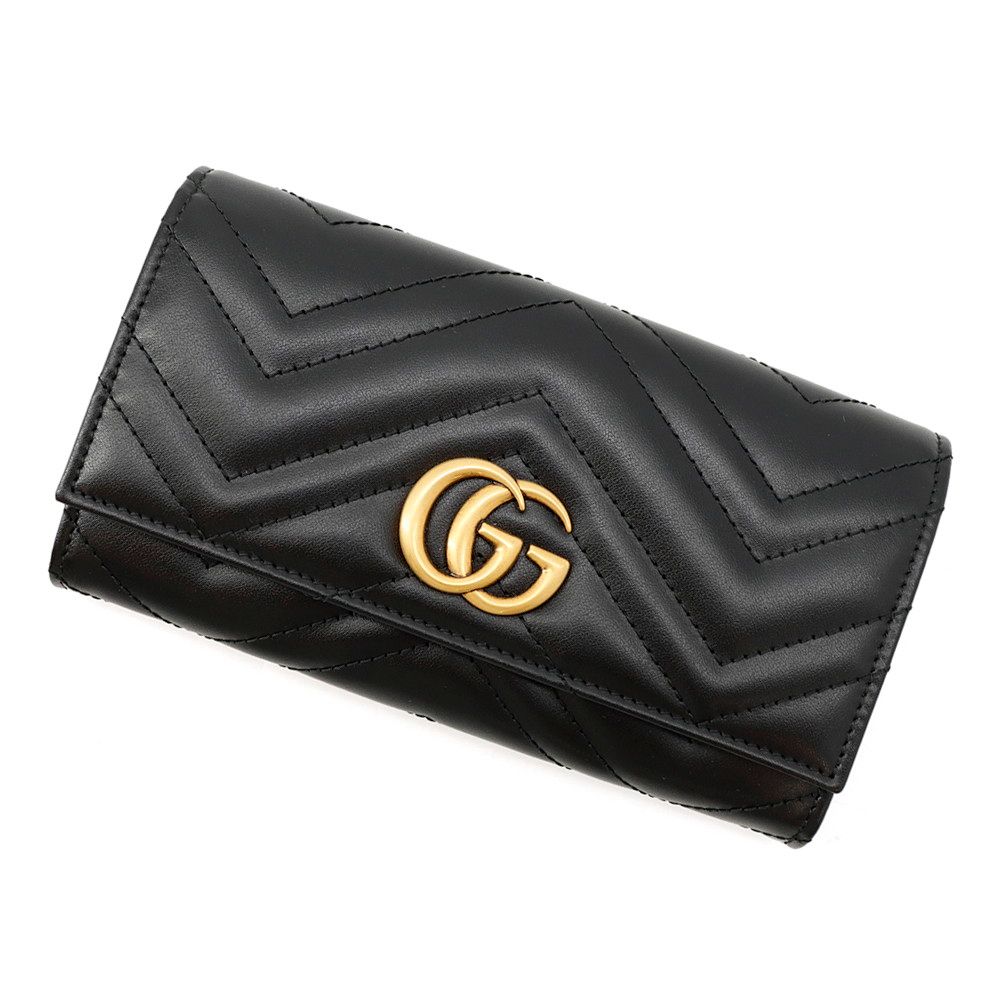 Gucci Wallet GG Marmont Continental Leather Black
