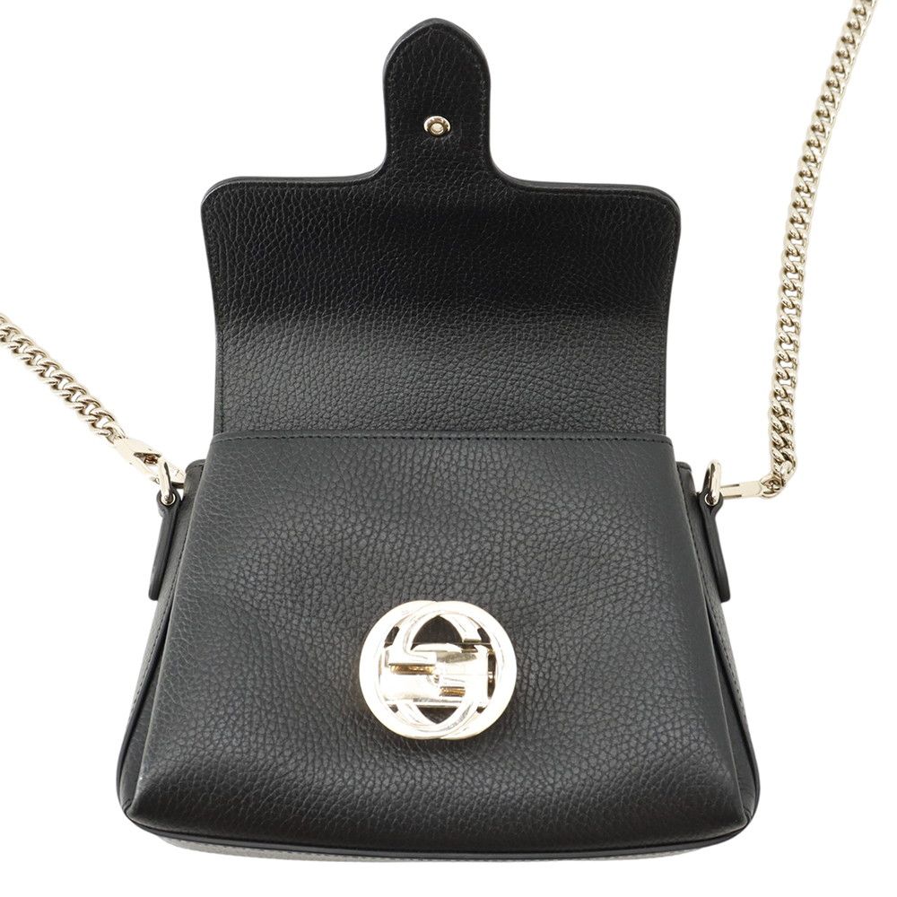 Gucci Chain Shoulder Bag Interlocking G Leather Black — view 5