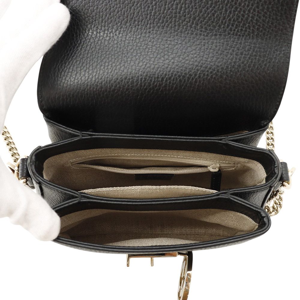 Gucci Chain Shoulder Bag Interlocking G Leather Black — view 6