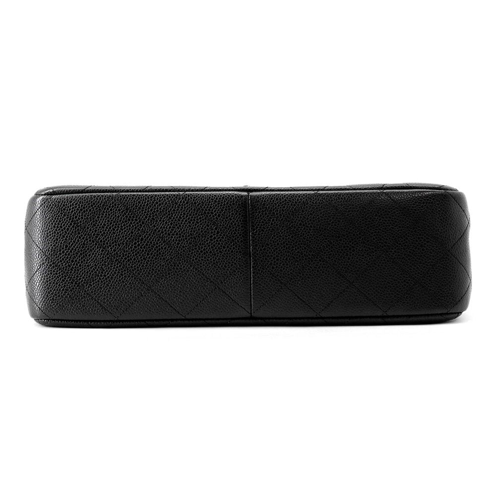 Chanel Chain Shoulder Bag Quilted 30 Caviar Leather CC Logo Black — view 3