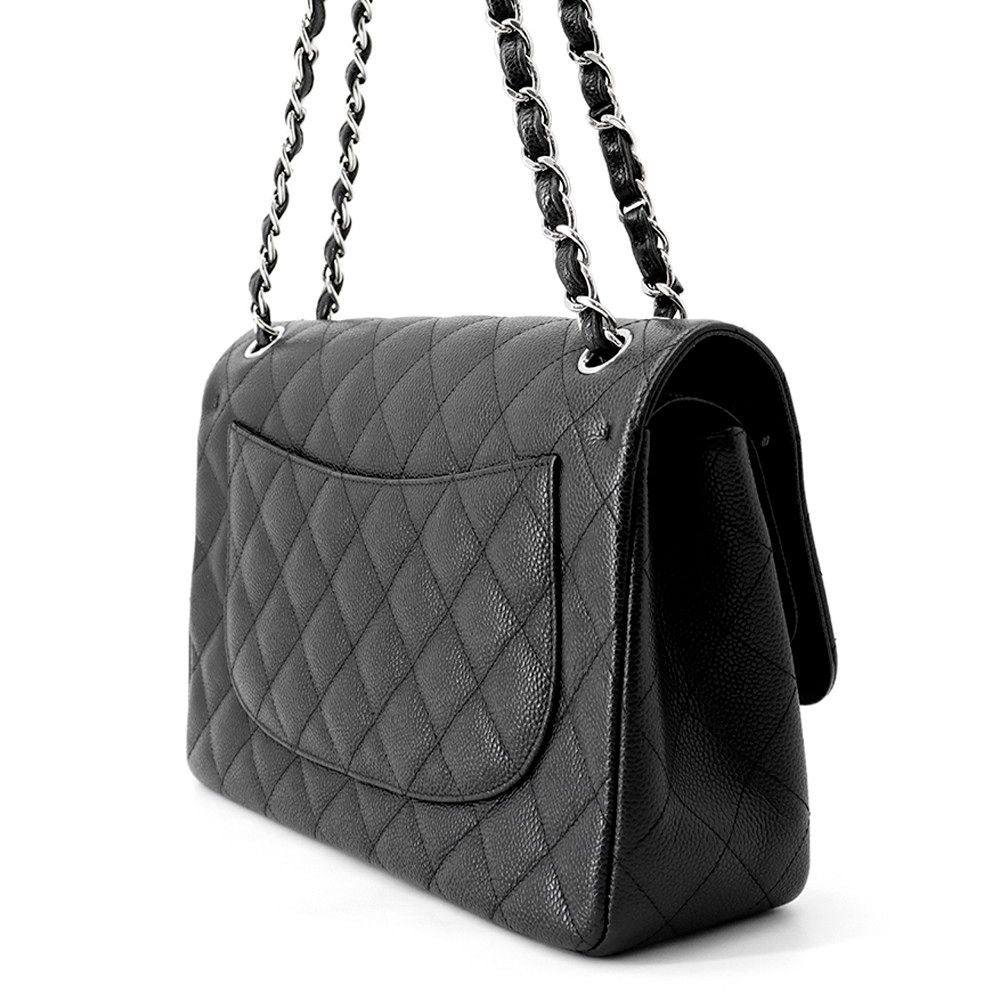 Chanel Chain Shoulder Bag Quilted 30 Caviar Leather CC Logo Black — view 2