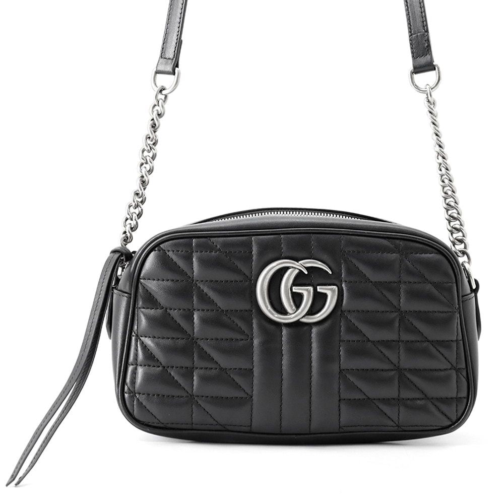 Gucci Chain Shoulder Bag GG Marmont Quilted Small Black