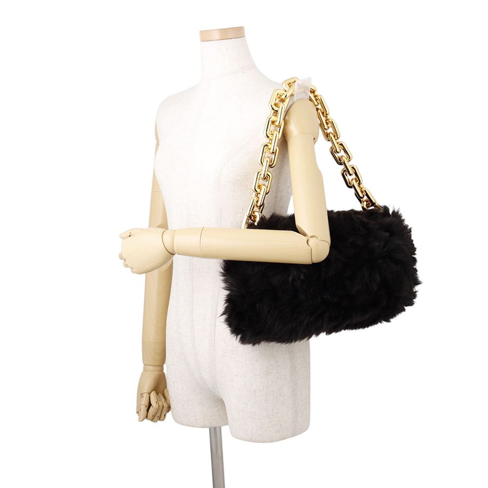 Bottega Veneta Shoulder Bag the Chain Pouch Shearling Black — view 4