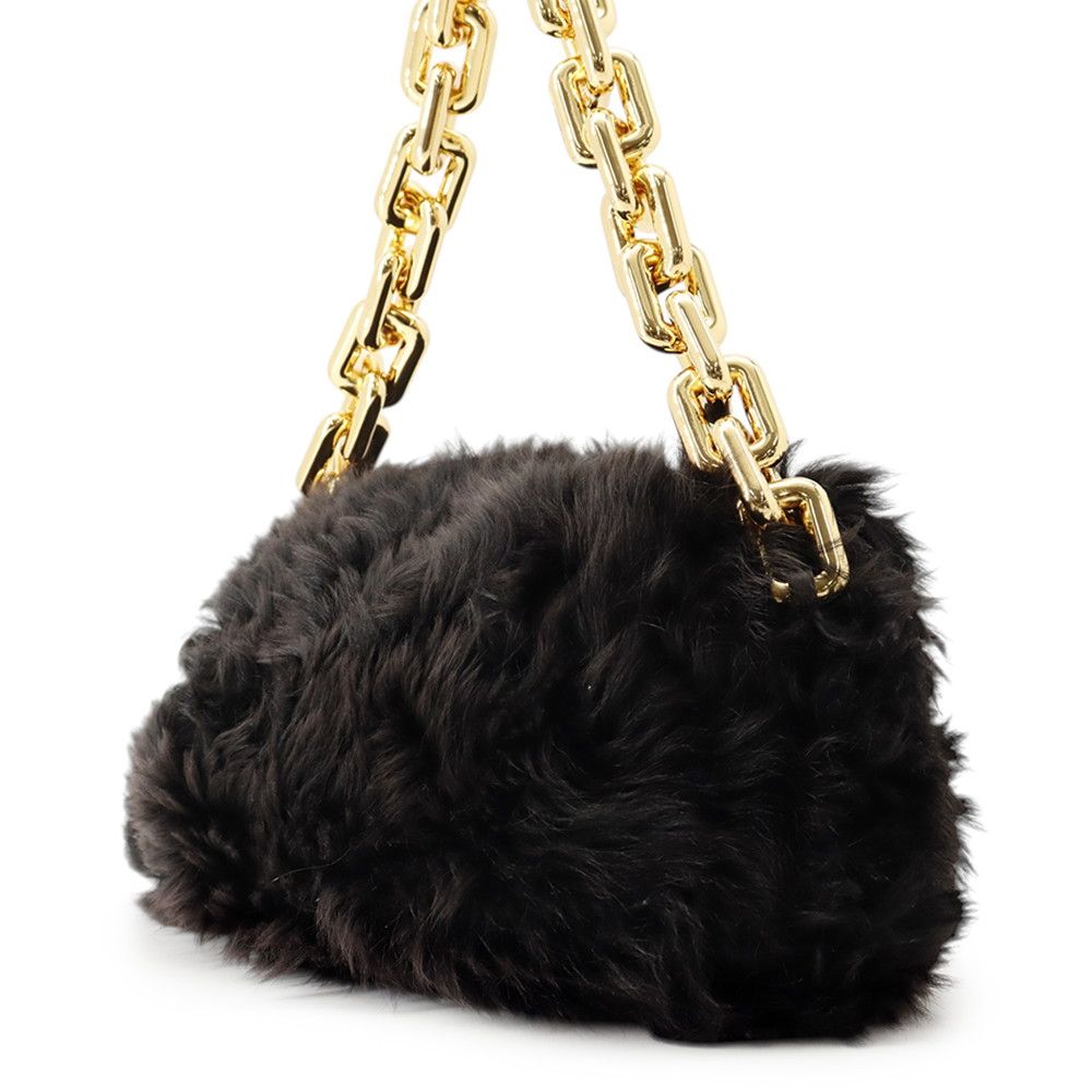 Bottega Veneta Shoulder Bag the Chain Pouch Shearling Black — view 2