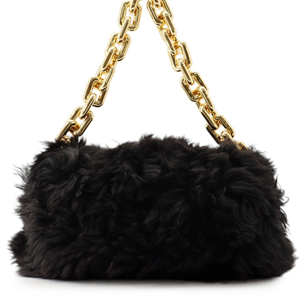 Bottega Veneta Shoulder Bag the Chain Pouch Shearling Black