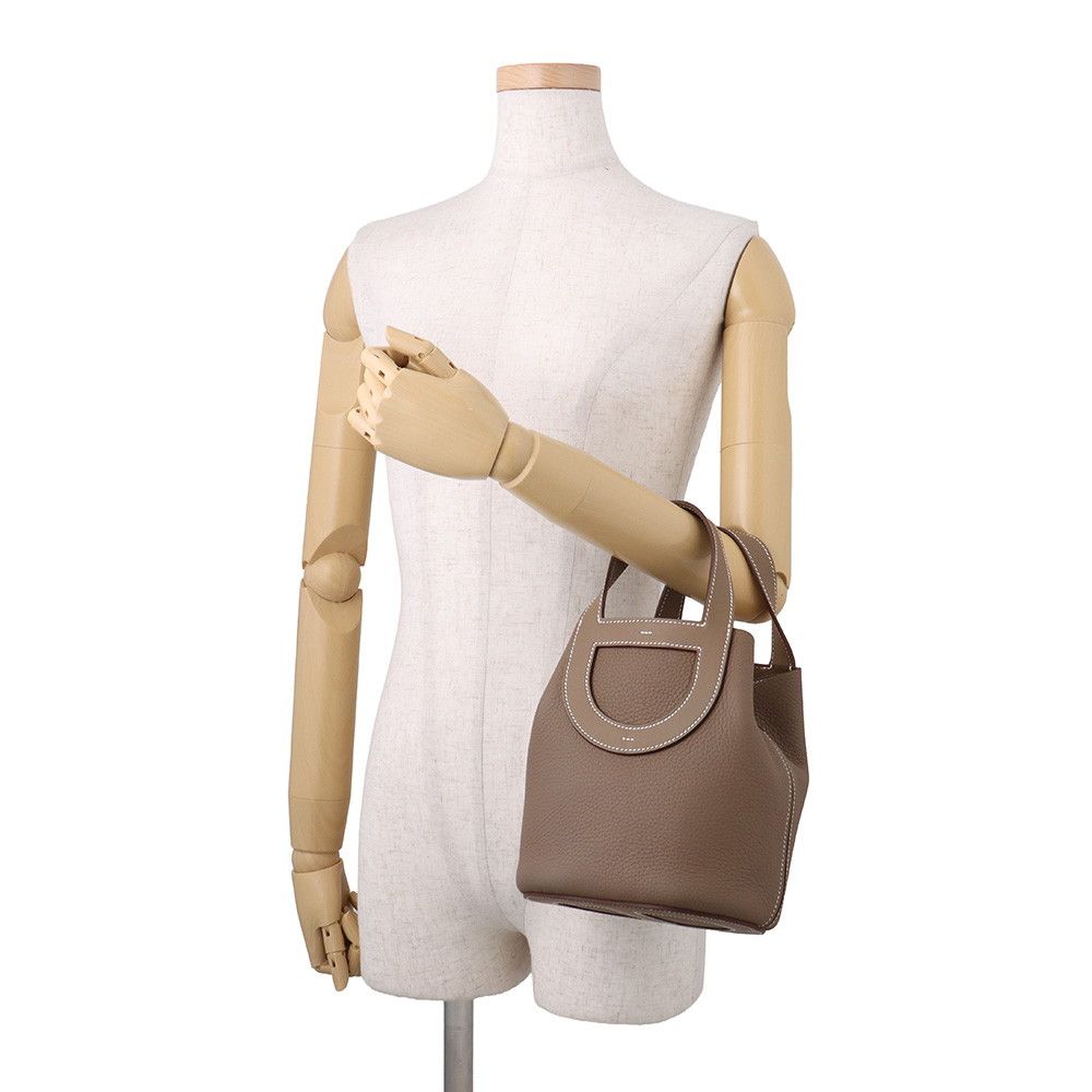 Hermes Tote in the Loop 18 Etoupe Gold Taurillon Clemence Swift — view 4