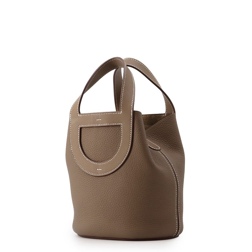 Hermes Tote in the Loop 18 Etoupe Gold Taurillon Clemence Swift — view 2