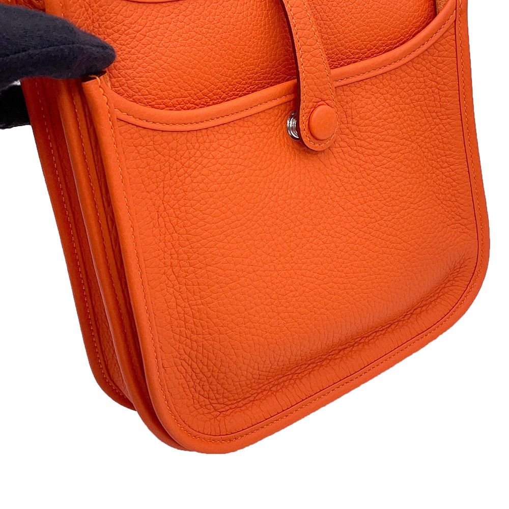Hermes Shoulder Bag Evelyne 3 23 Tangerine Silver Taurillon Clemence — view 6