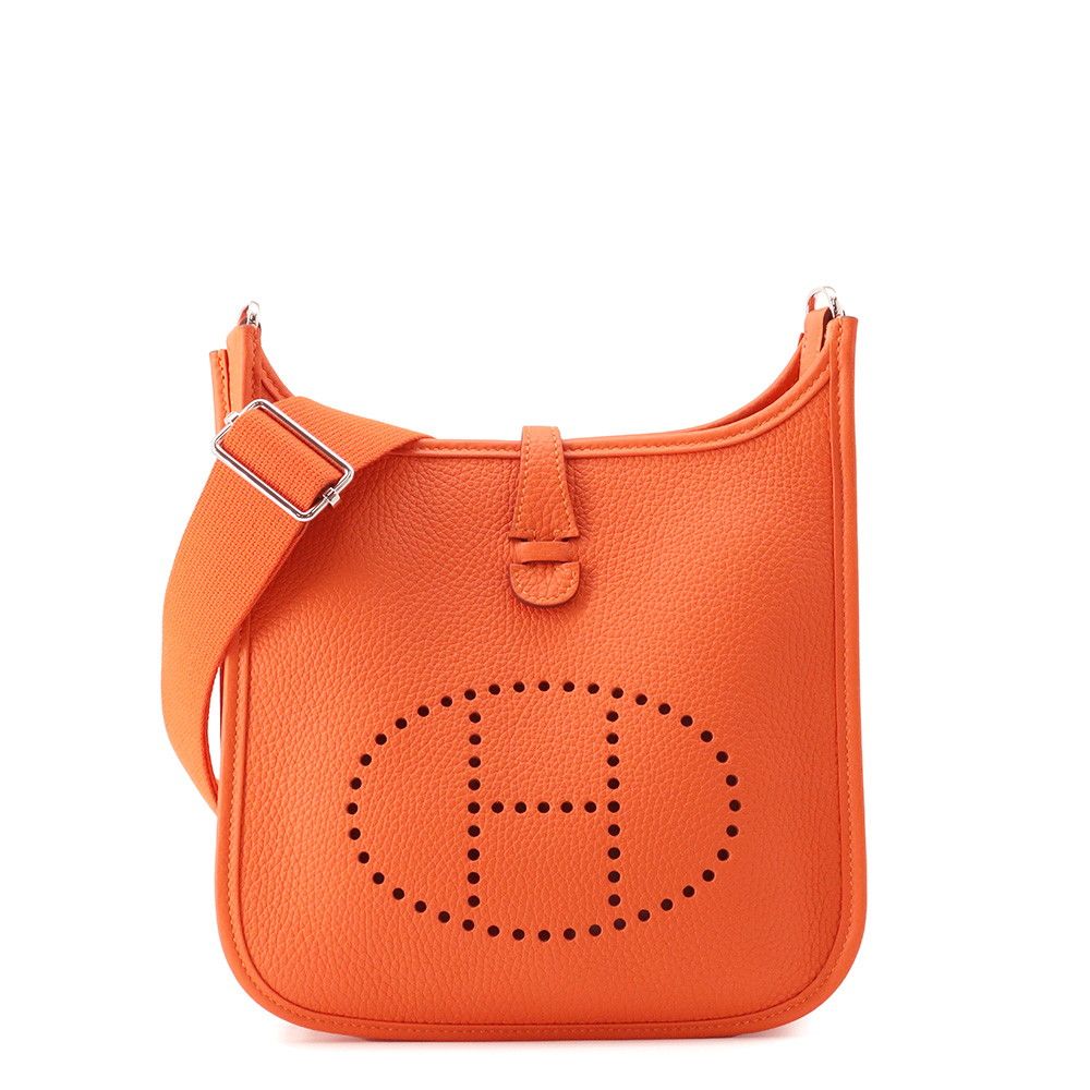Hermes Shoulder Bag Evelyne 3 23 Tangerine Silver Taurillon Clemence