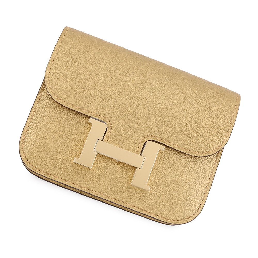 Hermes Wallet Constance Slim Dore Champagne Gold Chevre