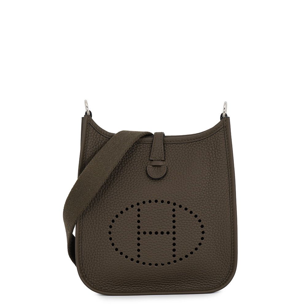 Hermes Shoulder Bag Evelyne TPM 111 Amazon Vert Roden Silver Taurillon Clemence
