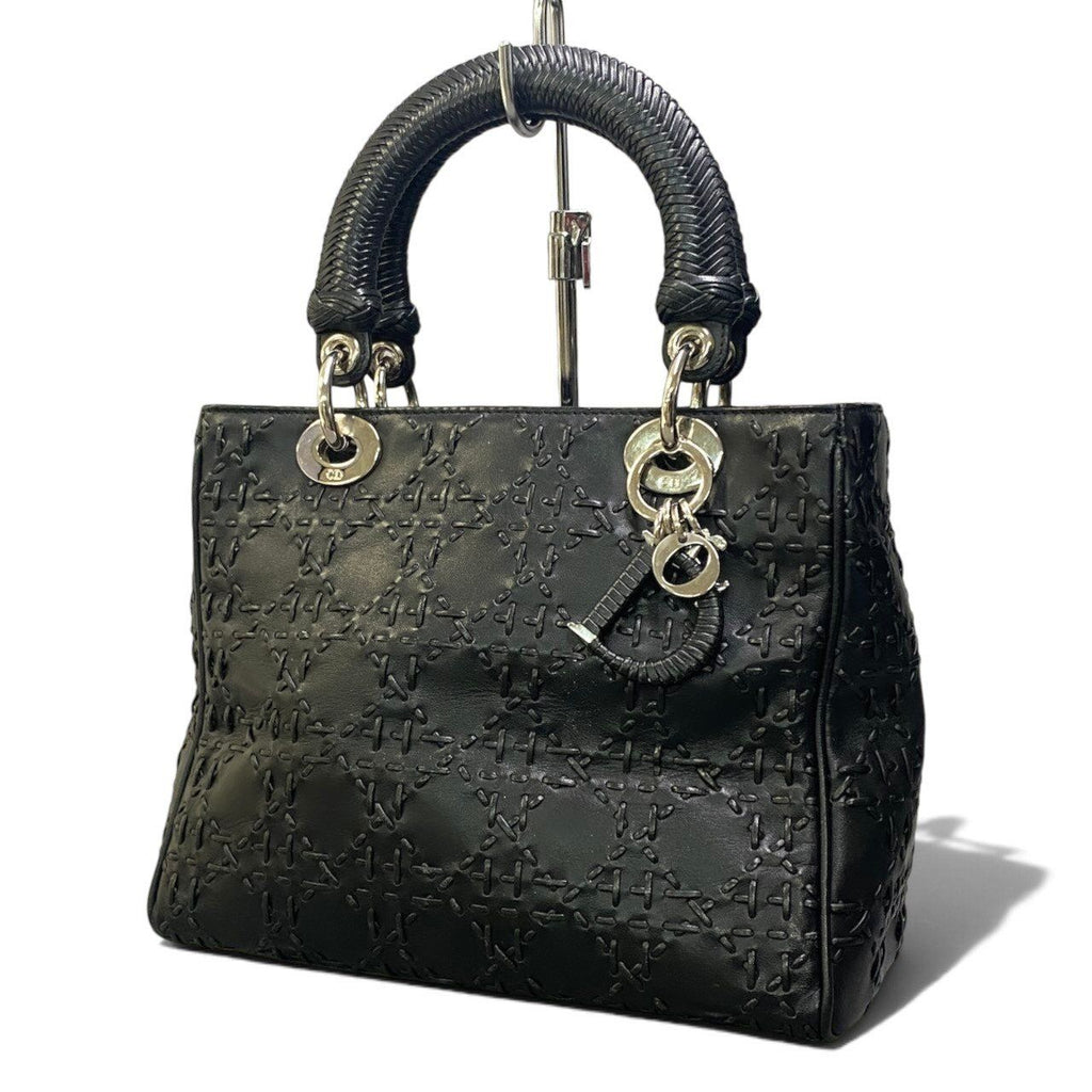 Dior M Whip Stitch Cannage Black Leather Handbag — view 2